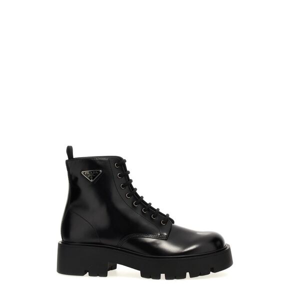 Prada Men Logo Brushed Leather Ankle Boots - Picture 1 of 4